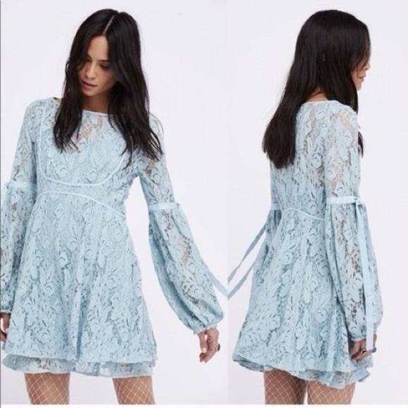 Free People Dresses & Skirts - Free People Ruby Lace Mini Dress in sea blue